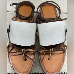 Roberto Cavalli cream python wedge platform